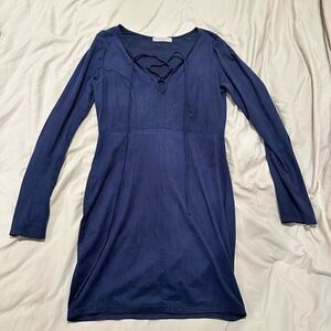 Navy blue long sleeve dress size S women fuzzy / suede material